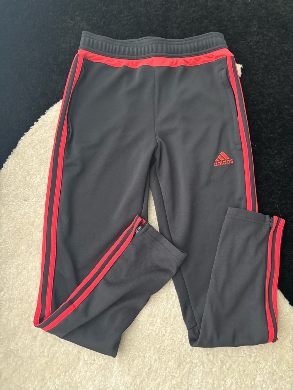 adidas Black Sweatpants with Red Side Stripes